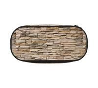 BREAUX Rustic Rocks Brick Wall print 300D Oxford Cloth Pencil Case Pouch, Double-Headed Zipper Design, Cosmetics and Organizer