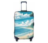 BREAUX seashells on the beach print Luggage Cover, Luggage Protective Cover, Trolley Travelling Case Protective Cover, White, L