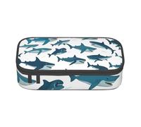BREAUX Shark Pattern with Various Gestures Printed Large Capacity Cosmetic Bag, Toiletries Bag, Stationery Organiser., Black, One Size, Floral