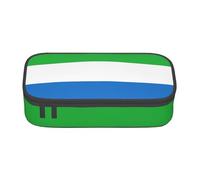 BREAUX Sierra Leone flag print unisex pencil pouch, versatile stationery storage bag for office, travel or makeup, Black, One Size, Concise