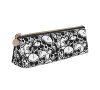 BREAUX skulls pattern print Triangle leather stationery storage bag, fit for travel and cosmetics storage