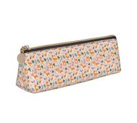 BREAUX Small Size Corgi print Triangle leather stationery storage bag, fit for travel and cosmetics storage