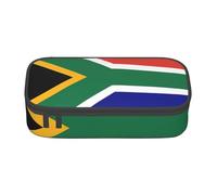 BREAUX South African flag print unisex pencil pouch, versatile stationery storage bag for office, travel or makeup, Black, One Size, Concise