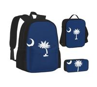 BREAUX South Carolina Flag print Travel Backpack Set, backpack + storage box + lunch bag combination