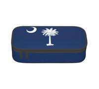 BREAUX South Carolina Flag print unisex pencil pouch, versatile stationery storage bag for office, travel or makeup, Black, One Size, Concise
