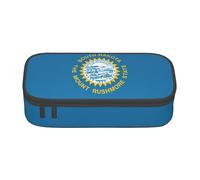 BREAUX South Dakota Flag print unisex pencil pouch, versatile stationery storage bag for office, travel or makeup, Black, One Size, Concise