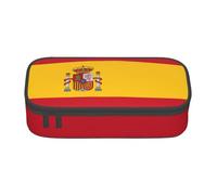 BREAUX Spanish flag print unisex pencil pouch, versatile stationery storage bag for office, travel or makeup, Black, One Size, Concise