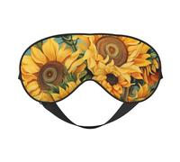 BREAUX Spring Sunflowers Retro Flowers Print Double Sided Eye Mask, Blackout Eye Mask, All Night Sleep Eye Mask for Women Men