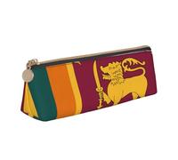 BREAUX Sri Lanka Flag print Triangle leather stationery storage bag, fit for travel and cosmetics storage