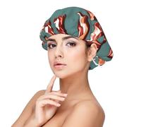 BREAUX Streaky Bacon Pattern Bonnet for Hair Protection, Sleep Cap for Women and Men, Soft Satin Sleep Cap with Elastic Band Black, Black, One Size, Black, One Size