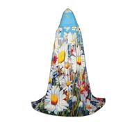 BREAUX Summer Floral Daisies Flower Hooded cape, fit for role-playing, stage costumes, winter activities, and casual wear
