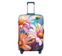BREAUX Summer Floral Daisies Flower print Luggage Protective Covers Luggage Sleeves Luggage Decorative Covers, Zip Luggage Covers, White, Large