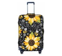BREAUX Sunflower Bees print Luggage Cover, Luggage Protective Cover, Trolley Travelling Case Protective Cover, White, XL