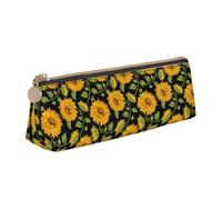 BREAUX Sunflower Pattern print Triangle leather stationery storage bag, fit for travel and cosmetics storage