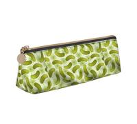 BREAUX Sushi Dill Pickles print Triangle leather stationery storage bag, fit for travel and cosmetics storage