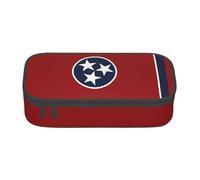 BREAUX Tennessee state flag print unisex pencil pouch, versatile stationery storage bag for office, travel or makeup, Black, One Size, Concise