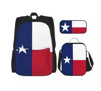 BREAUX Texas State Flag print Travel Backpack Set, backpack + storage box + lunch bag combination