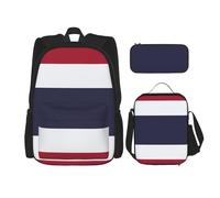 BREAUX Thailand Flag print Travel Backpack Set, backpack + storage box + lunch bag combination