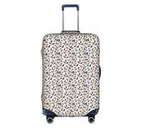 BREAUX Trotting Flat Coated Retrievers Paw print Trolley suitcase protective cover, high elasticity fabric, trolley suitcase cover, White, L