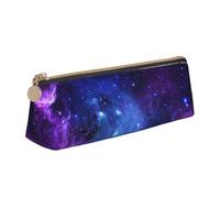 BREAUX Universe Galaxy Star Space print Triangle leather stationery storage bag, fit for travel and cosmetics storage
