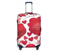 BREAUX Valentine Reds Heart Flower print Luggage Cover, Luggage Protective Cover, Trolley Travelling Case Protective Cover, White, S