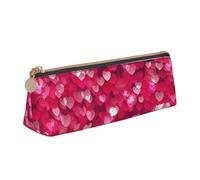 BREAUX Valentine's Day Love Heart print Triangle leather stationery storage bag, fit for travel and cosmetics storage
