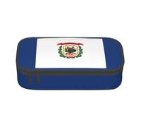 BREAUX West Virginia state flag print unisex pencil pouch, versatile stationery storage bag for office, travel or makeup, Black, One Size, Concise