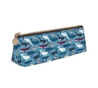 BREAUX Whale Pattern print Triangle leather stationery storage bag, fit for travel and cosmetics storage