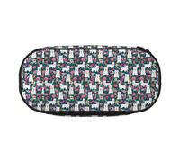 BREAUX White dog and flowers print 300D Oxford Cloth Pencil Case Pouch, Double-Headed Zipper Design, Cosmetics and Organizer
