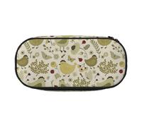 BREAUX yellow leaves chicken print 300D Oxford Cloth Pencil Case Pouch, Double-Headed Zipper Design, Cosmetics and Organizer