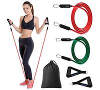 Brebebe Resistance Bands with Handles for Working Out, Natural Latex Exercise Bands Home Gym Equipment, Workout Bands Resistance Tubes for Fitness, Strength Training, Shape Body, Physical Therapy