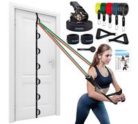 Brebebe Upgrade Door Anchor Strap for Resistance Bands Exercise, Multi Points Anchor Straps with 7 Loops+ 7 D Rings, Home Gym Workout Equipments with Ratchet Adjust Tighten Straps Not Loose, Sturdy