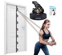 Brebebe Upgrade Door Anchor Strap with Metal Buckle Adjustment, Resistance Bands Exercise, Multi Point Loop Rope Workout Attachment for Home Fitness, Portable Band Gym Equipment, Black