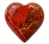Brecciated Jasper Crystal Heart Palm Stone - Pocket Massage Worry Stone for Natural Body Chakra Balancing, Reiki Healing and Crystal Grid
