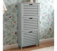 breckles wooden shoe storage cabinet with 3 flap doors in grey