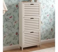 breckles wooden shoe storage cabinet with 3 flap doors in white