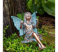 BRECK'S Swinging Fairy Statue - Bring Your Garden to Life as This Playful Sprite Swings in The Breeze!