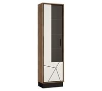 brecon left handed wooden display cabinet in walnut and white