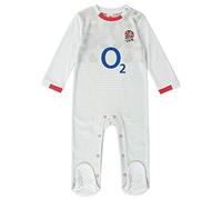 Brecrest England Rugby RFU Baby Sleepsuit Romper | 2020/21 Kit Design (0-3 Months) White