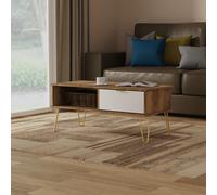 Breda Ready Assembled 1 Drawer Coffee Table in White Matt & Vintage Oak - Welcome Furniture | TJ Hughes