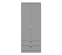 Breda Ready Assembled 2 Door 2 Drawer Wardrobe in Dusk Grey - Welcome Furniture | TJ Hughes
