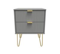 Linear Ready Assembled Matt Dark Grey 2 Drawer Wide Bedside Chest (H)505mm (W)395mm (D)415mm