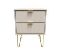 Welcome Furniture Linear 2 Drawer Bedside Cabinet - Ready Assembled Small Beige