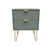 Welcome Furniture Ready Assembled Linear 2 Drawer Bedside Cabinet In Reed Green, Green