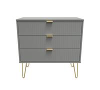 Linear Ready Assembled Matt Dark Grey 3 Drawer Wide Chest (H)695mm (W)765mm (D)415mm