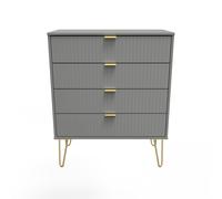 Breda Ready Assembled 4 Drawer Chest in Dusk Grey - Welcome Furniture | TJ Hughes