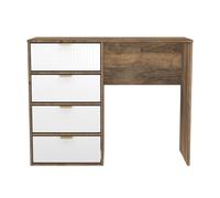 Breda Ready Assembled 4 Drawer Vanity in White Matt & Vintage Oak - Welcome Furniture | TJ Hughes