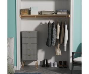 Breda Ready Assembled 5 Drawer Tallboy in Dusk Grey - Welcome Furniture | TJ Hughes