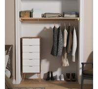 Breda Ready Assembled 5 Drawer Tallboy in White Matt & Vintage Oak - Welcome Furniture | TJ Hughes