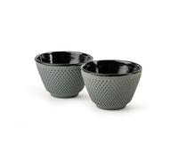 Bredemeijer Cast Iron Enamelled Tea Cups Set of 2 Small Cast Cups Light Green with 100 ml Capacity Each